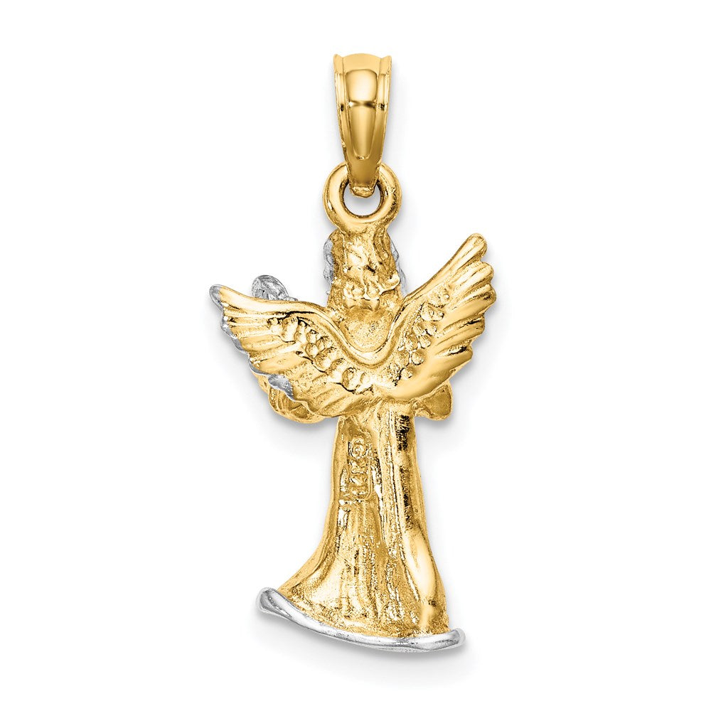 Million Charms 14K Yellow Gold Themed With Rhodium-Plated 3-D Angle Playing Harp Charm