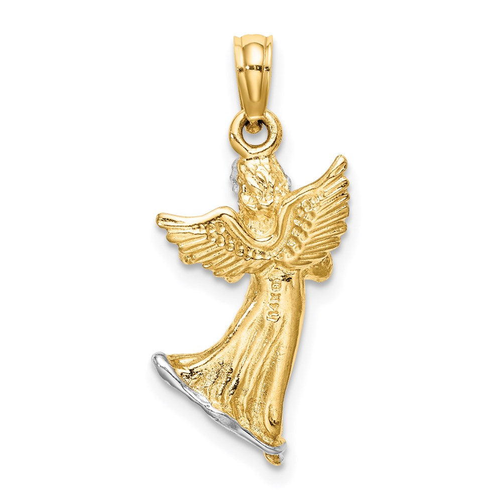 Million Charms 14K Yellow Gold Themed With Rhodium-Plated 3-D Angel Playing Violin Charm
