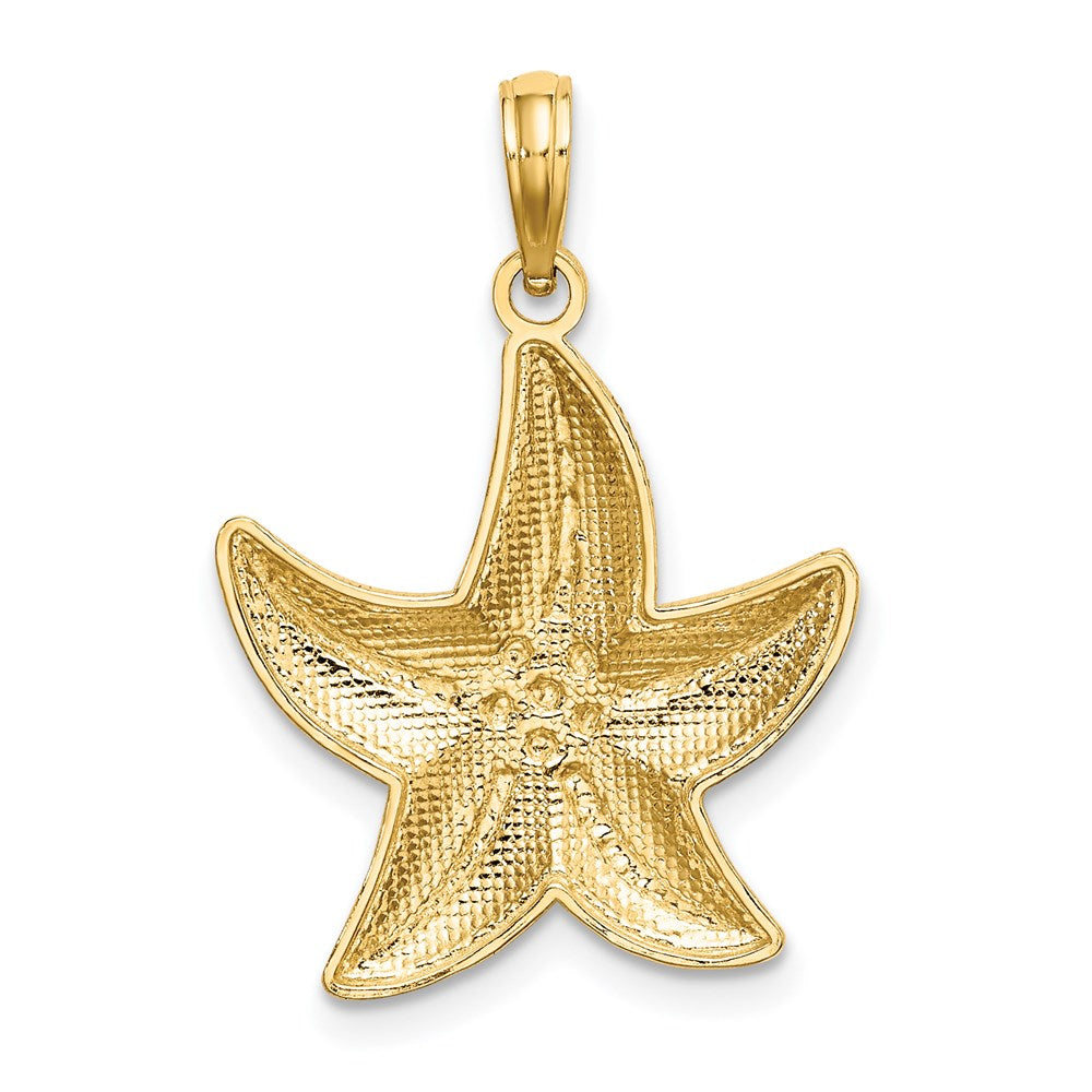 Million Charms 14K Yellow Gold Themed With Rhodium-Plated Diamond-Cut Small Nautical Starfish Charm
