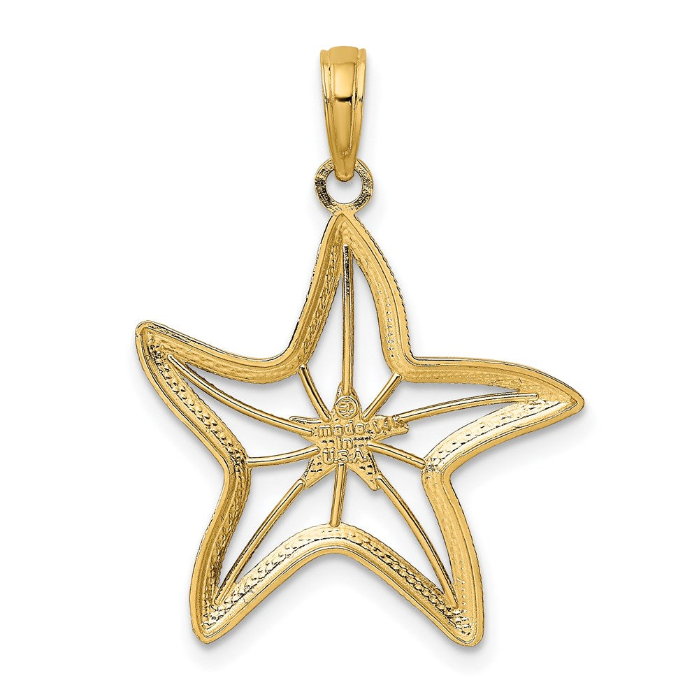 Million Charms 14K Yellow Gold Themed With Rhodium-Plated Small Nautical Starfish Charm