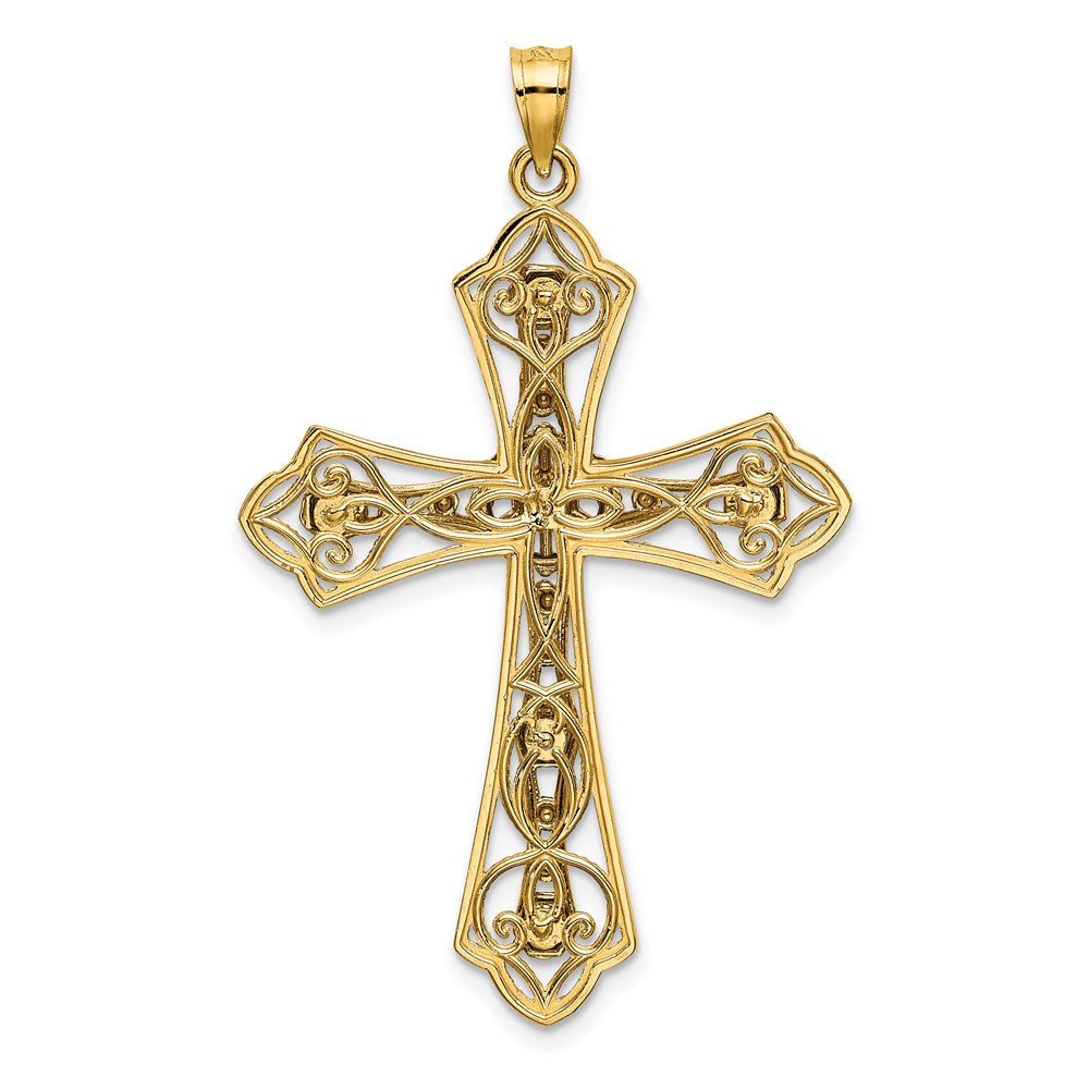 Million Charms 14K Two-Tone & Diamond-Cut Filigree Relgious Cross Charm