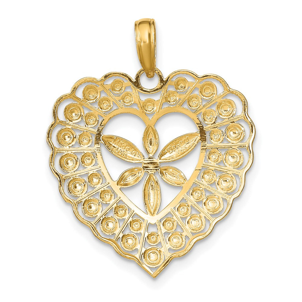 Million Charms 14K Yellow Gold Themed With Rhodium-Plated Flower & Beaded Heart Charm