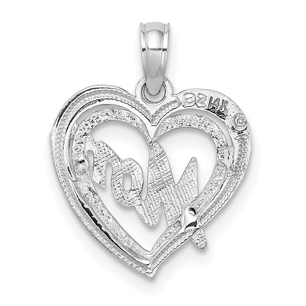 Million Charms 14K White Gold Themed Mom Inside Heart Charm
