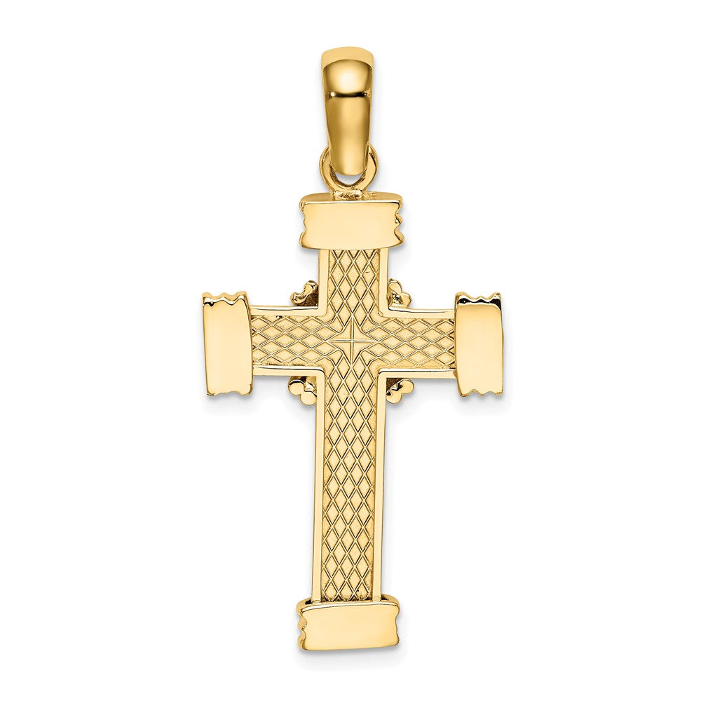 Million Charms 14K Yellow Gold Themed Polished Relgious Cross Charm