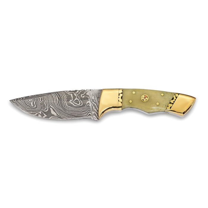 Damascus Steel 256 Layer Fixed Blade Camel Bone Handle Hunting Knife
