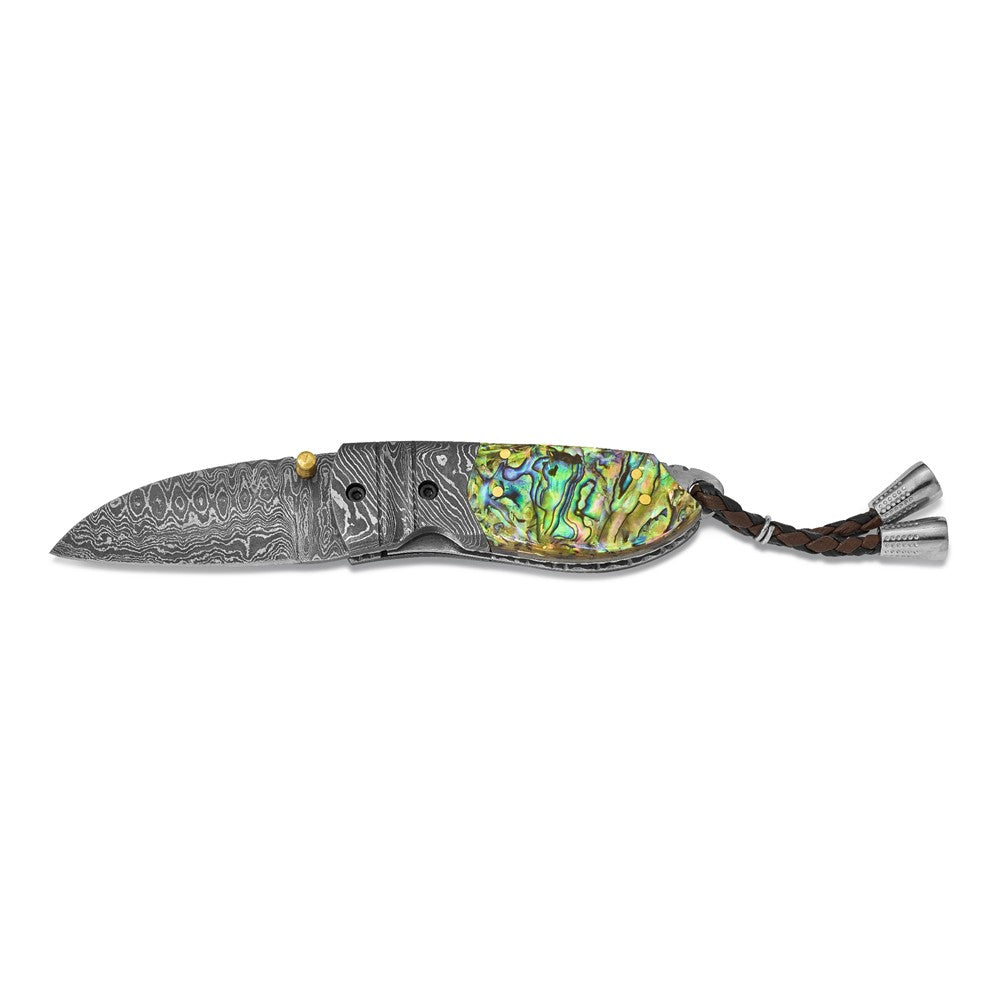 Damascus Steel 256 Layer Folding Blade Genuine Abalone Shell Handle Knife