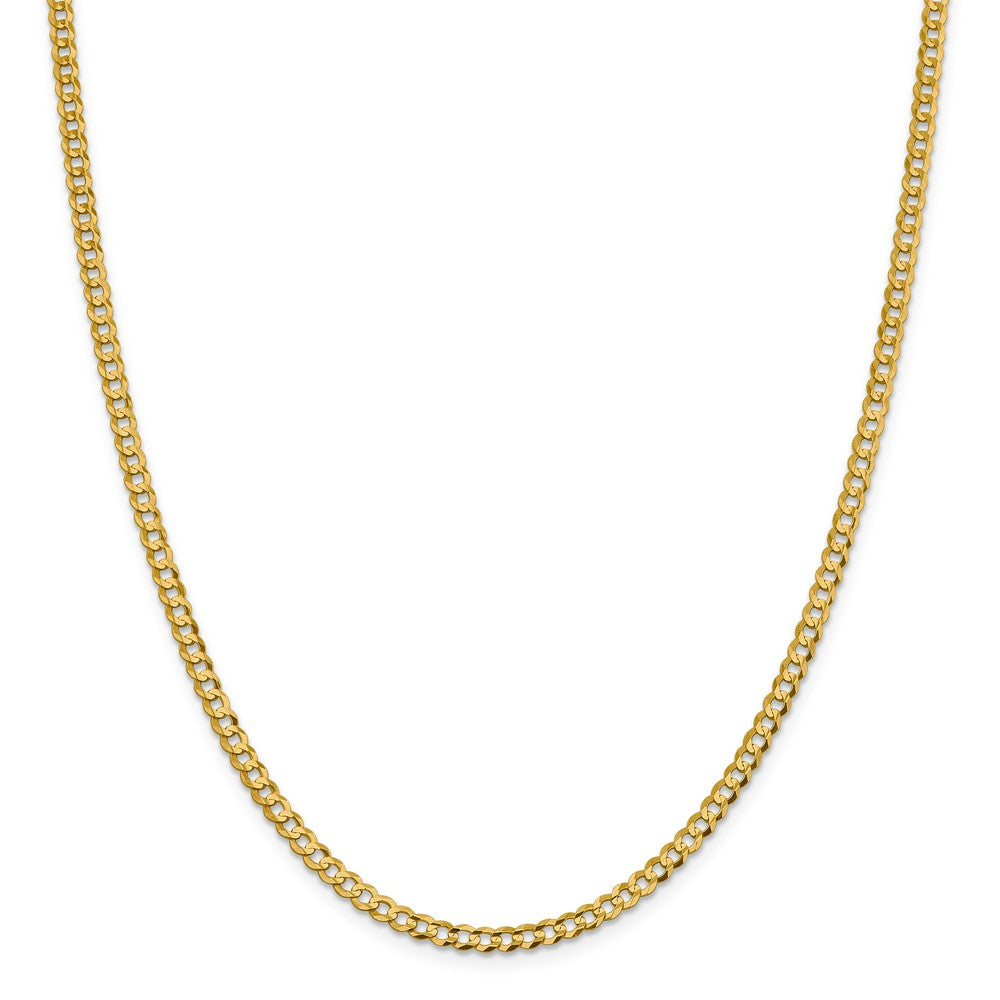 Million Charms 14k Yellow Gold, Necklace Chain, 3.7mm Solid Polished Light Flat Cuban Chain, Chain Length: 16 inches