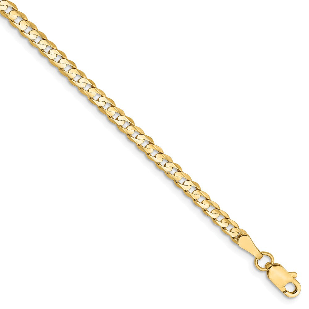 Million Charms 14k Yellow Gold 3mm Open Concave Curb Chain, Chain Length: 7 inches