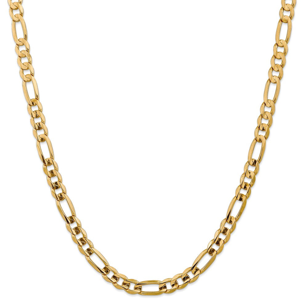 Million Charms 14k Yellow Gold, Necklace Chain, 7.5mm Concave Open Figaro Chain, Chain Length: 22 inches