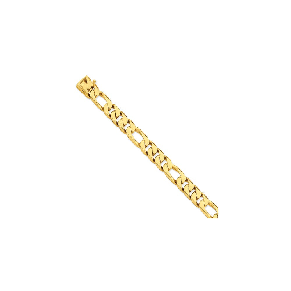 Million Charms 14k Yellow Gold 10mm Hand-Polished Figaro Link Bracelet, Chain Length: 8 inches