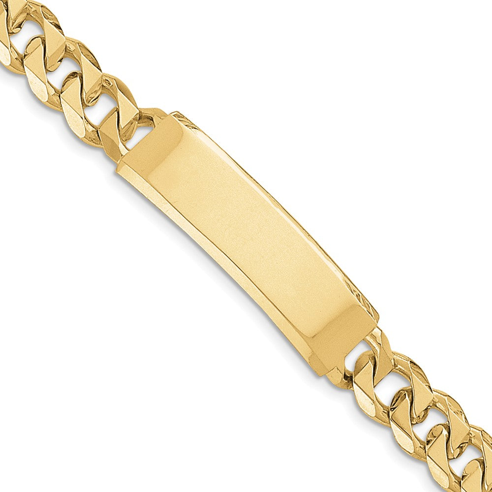 Million Charms 14k Yellow Gold Hand-polished Traditional Link ID Bracelet, Chain Length: 8 inches