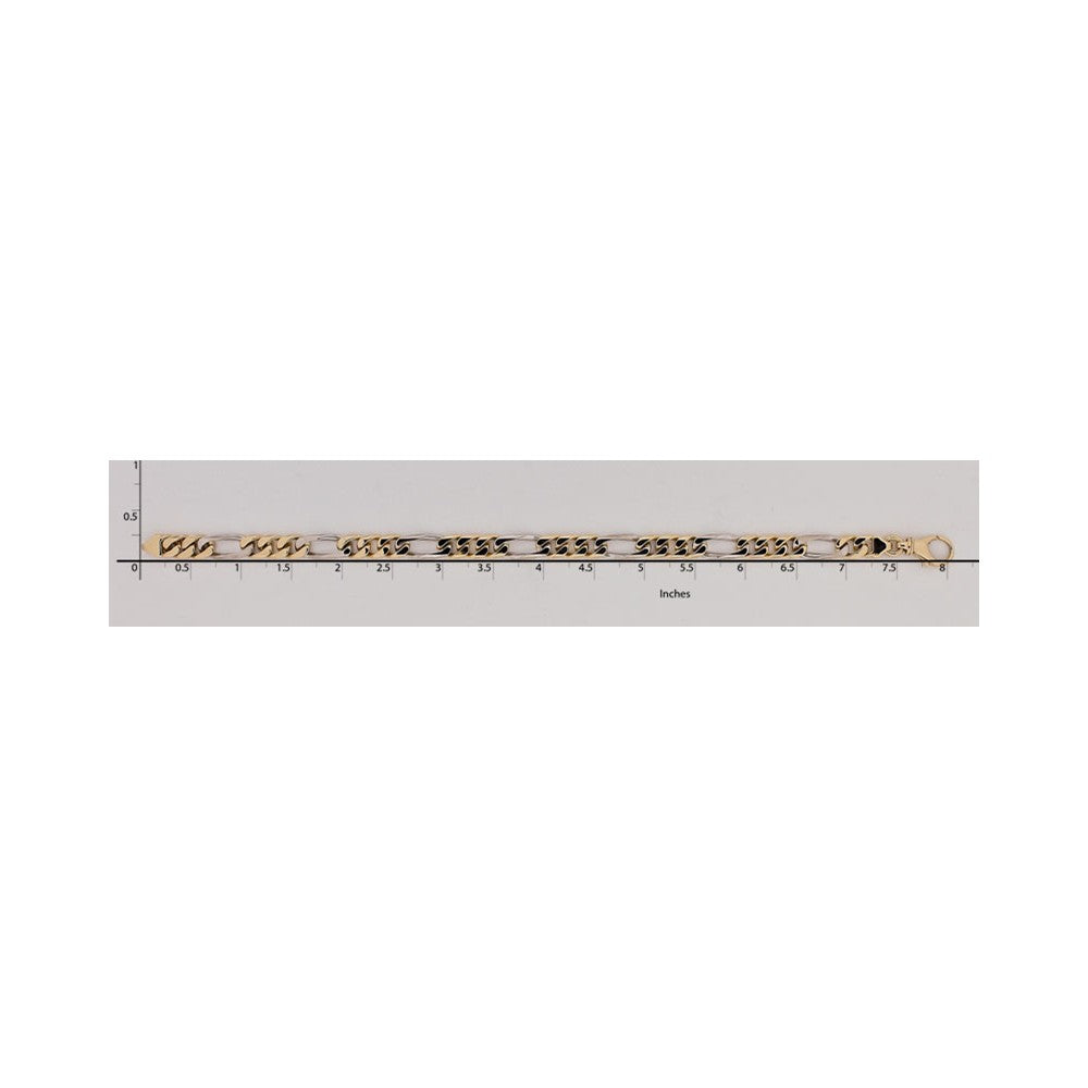 Million Charms 14K Two-tone 6.1mm Hand-polished Fancy Link Bracelet, Chain Length: 8 inches