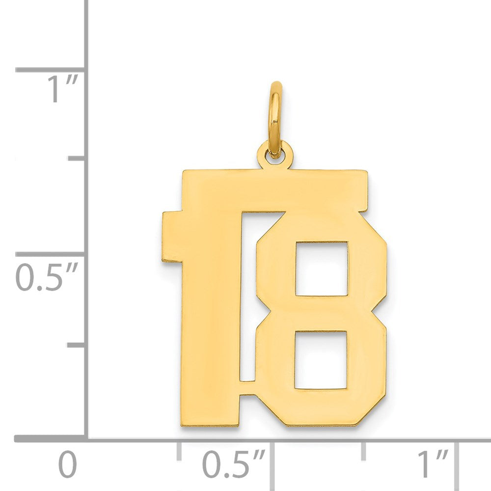 Million Charms 14K Yellow Gold Themed Medium Polished Number 18 Charm