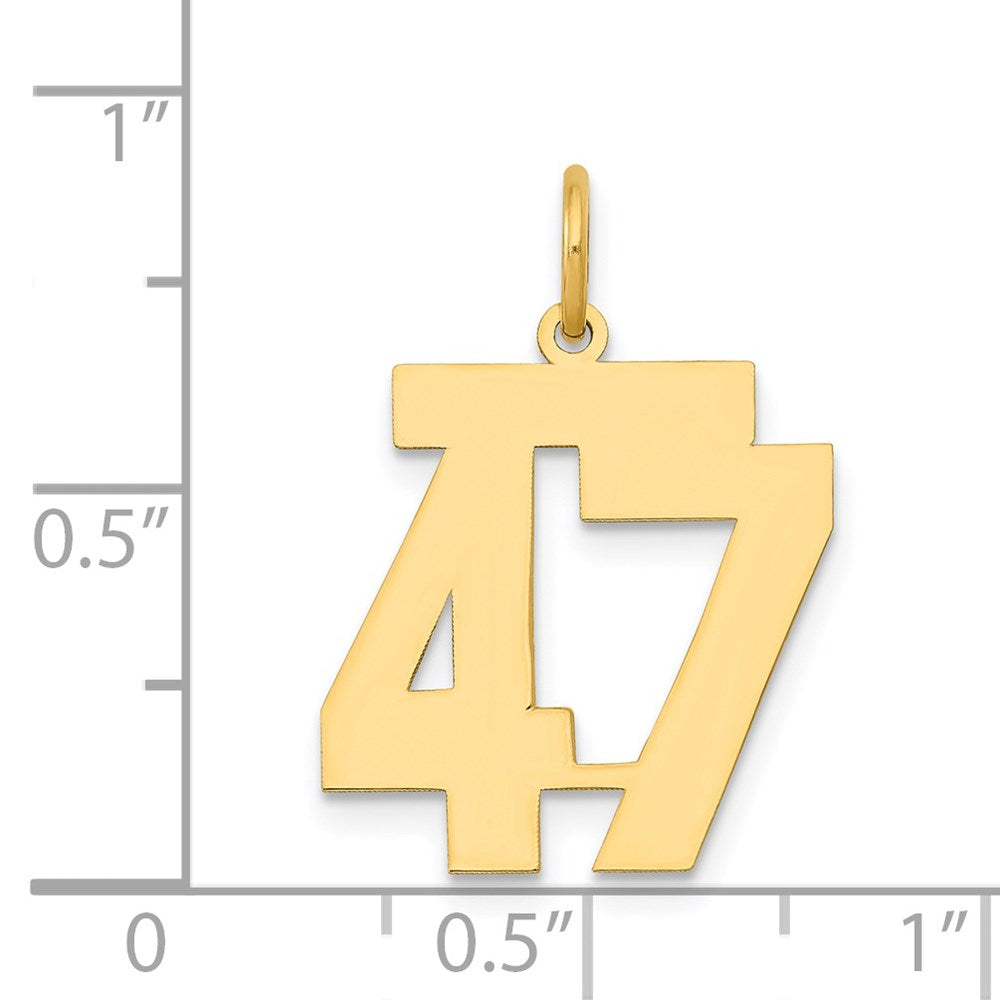 Million Charms 14K Yellow Gold Themed Medium Polished Number 47 Charm