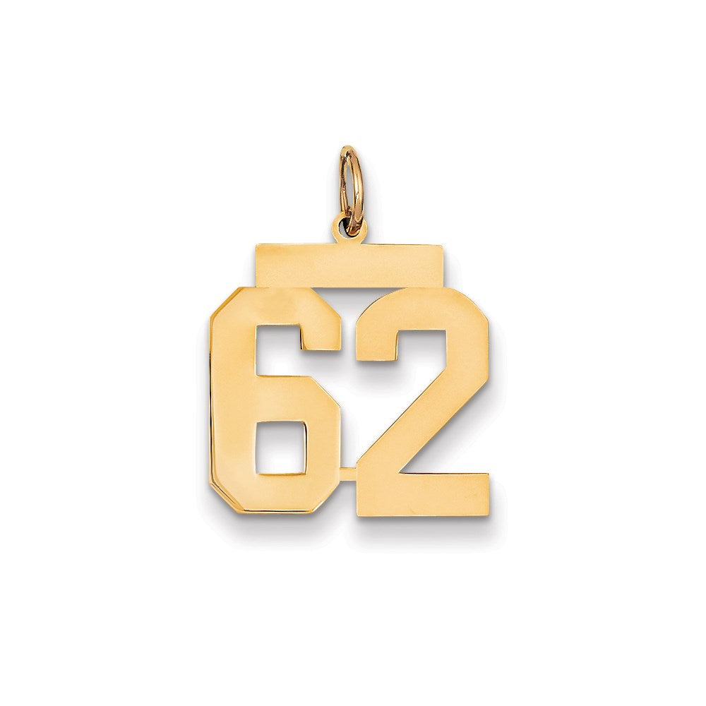 Million Charms 14K Yellow Gold Themed Medium Polished Number 62 Charm