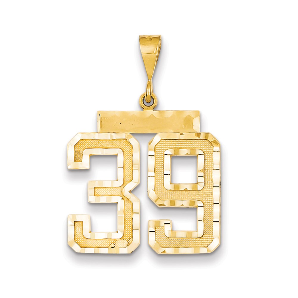 Million Charms 14K Yellow Gold Themed Large Diamond-Cut Number 39 Charm