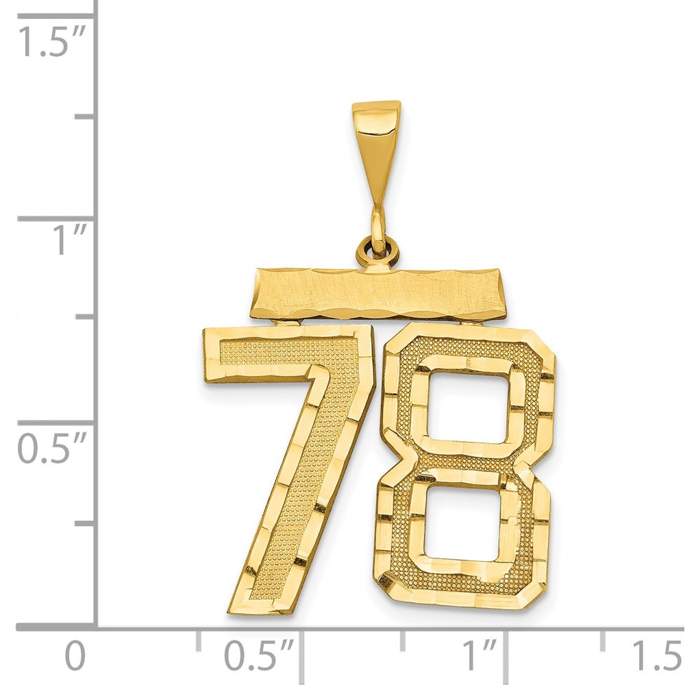 Million Charms 14K Yellow Gold Themed Large Diamond-Cut Number 78 Charm