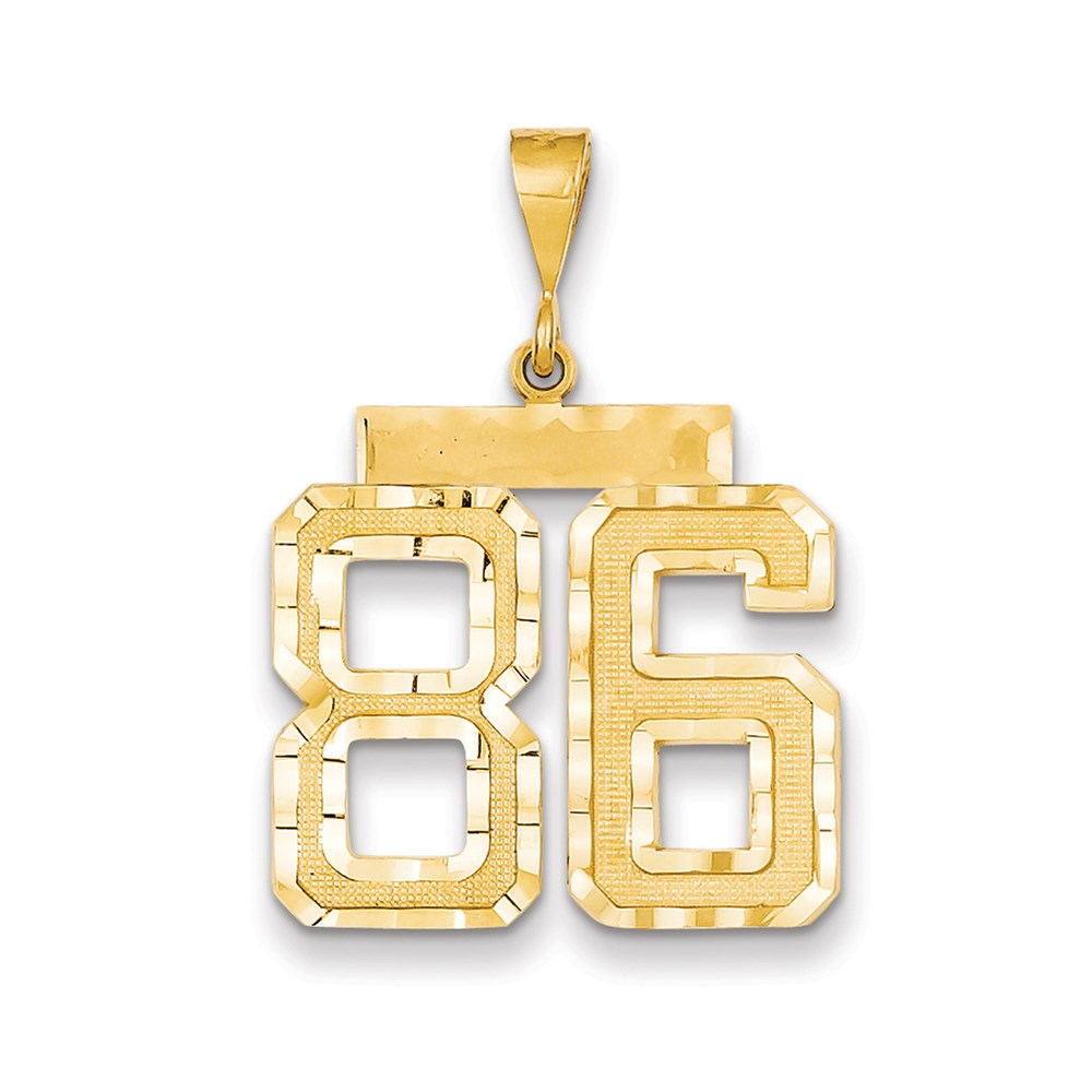 Million Charms 14K Yellow Gold Themed Large Diamond-Cut Number 86 Charm