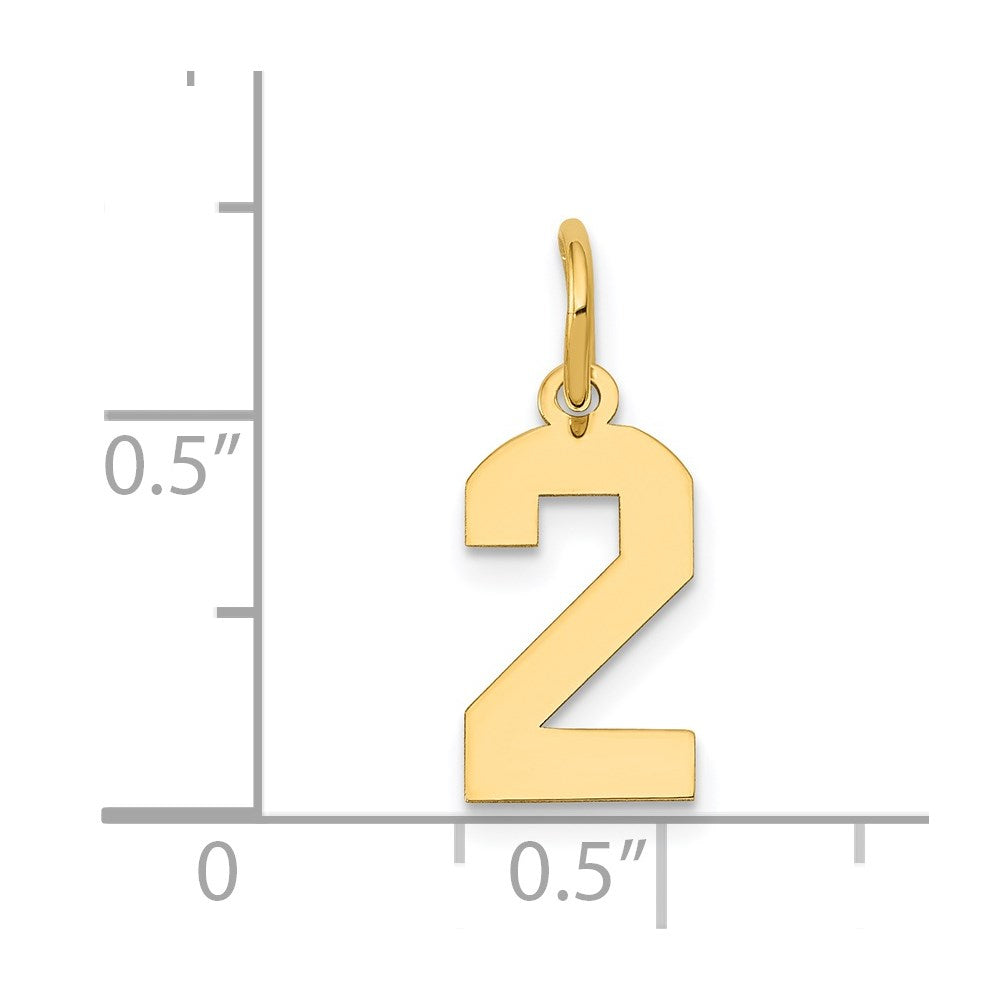 Million Charms 14K Yellow Gold Themed Small Polished Number 2 Charm