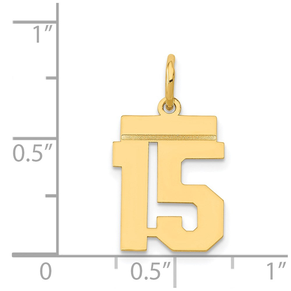 Million Charms 14K Yellow Gold Themed Small Polished Number 15 Charm