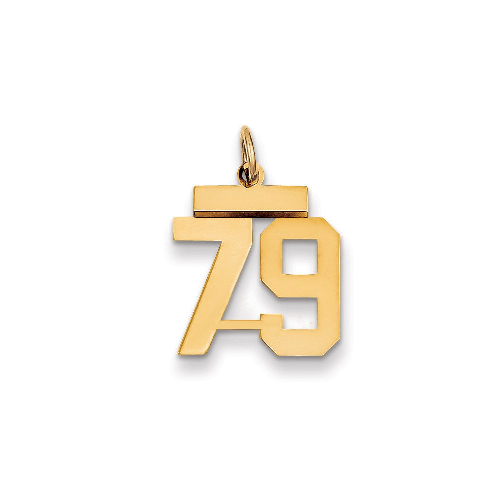 Million Charms 14K Yellow Gold Themed Small Polished Number 79 Charm