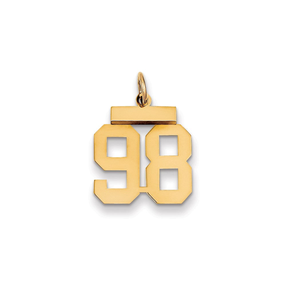 Million Charms 14K Yellow Gold Themed Small Polished Number 98 Charm