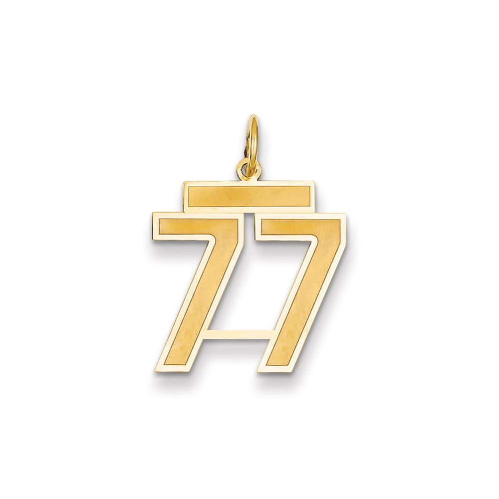 Million Charms 14K Yellow Gold Themed Medium Satin Number 77 Charm