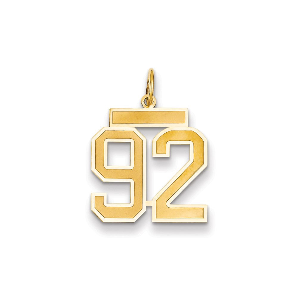Million Charms 14K Yellow Gold Themed Medium Satin Number 92 Charm