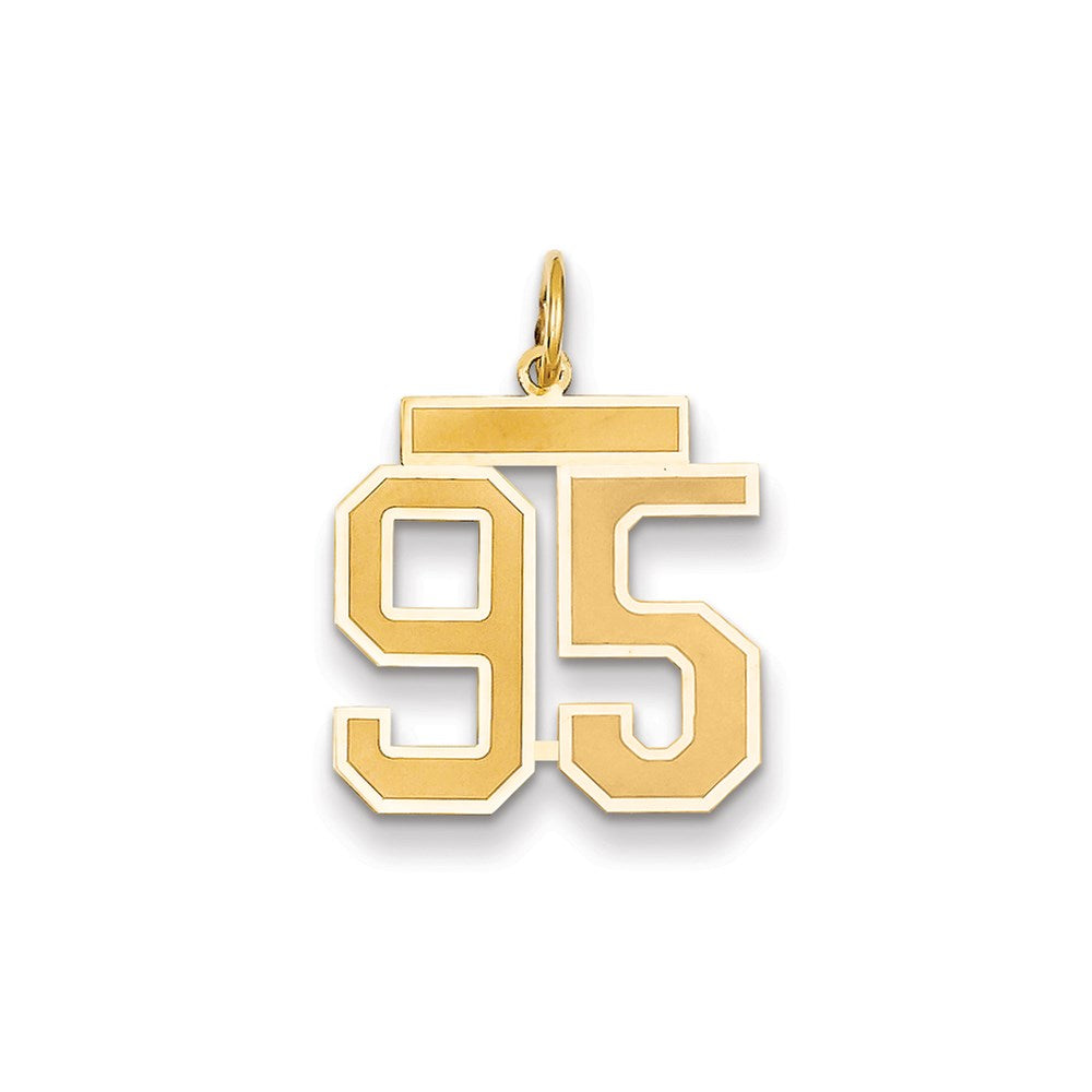 Million Charms 14K Yellow Gold Themed Medium Satin Number 95 Charm
