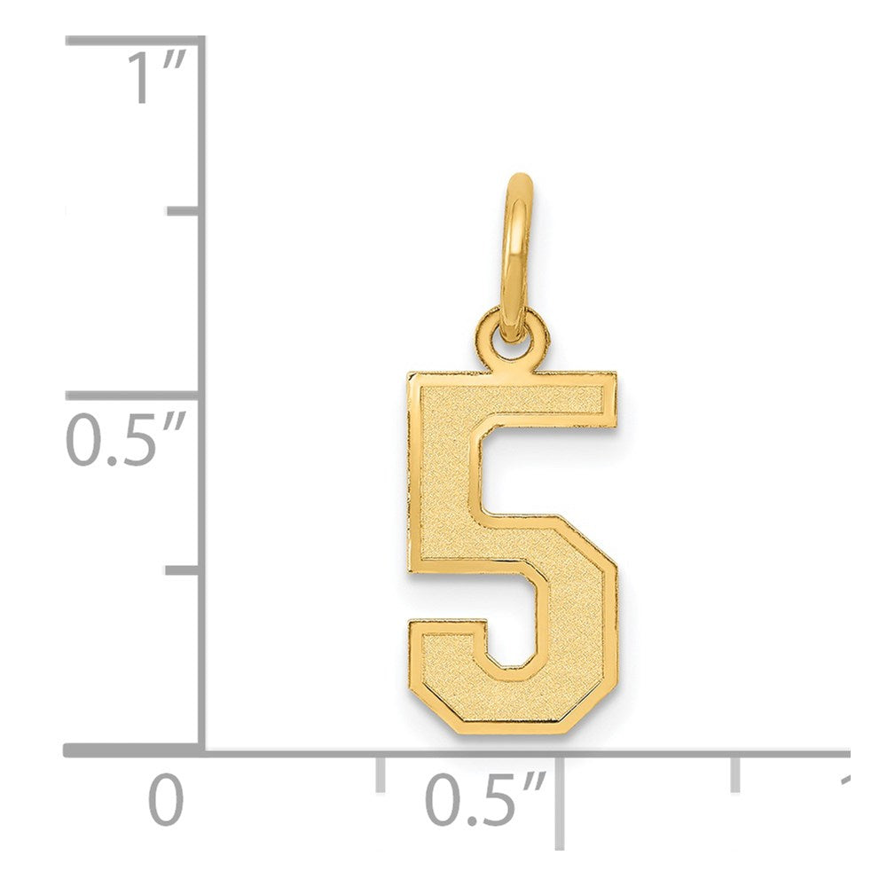 Million Charms 14K Yellow Gold Themed Small Satin Number 5 Charm