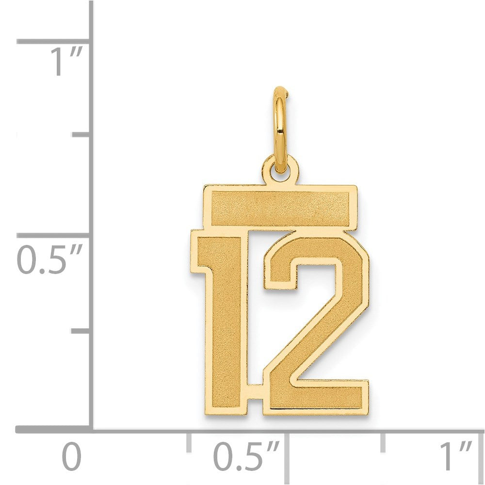 Million Charms 14K Yellow Gold Themed Small Satin Number 12 Charm