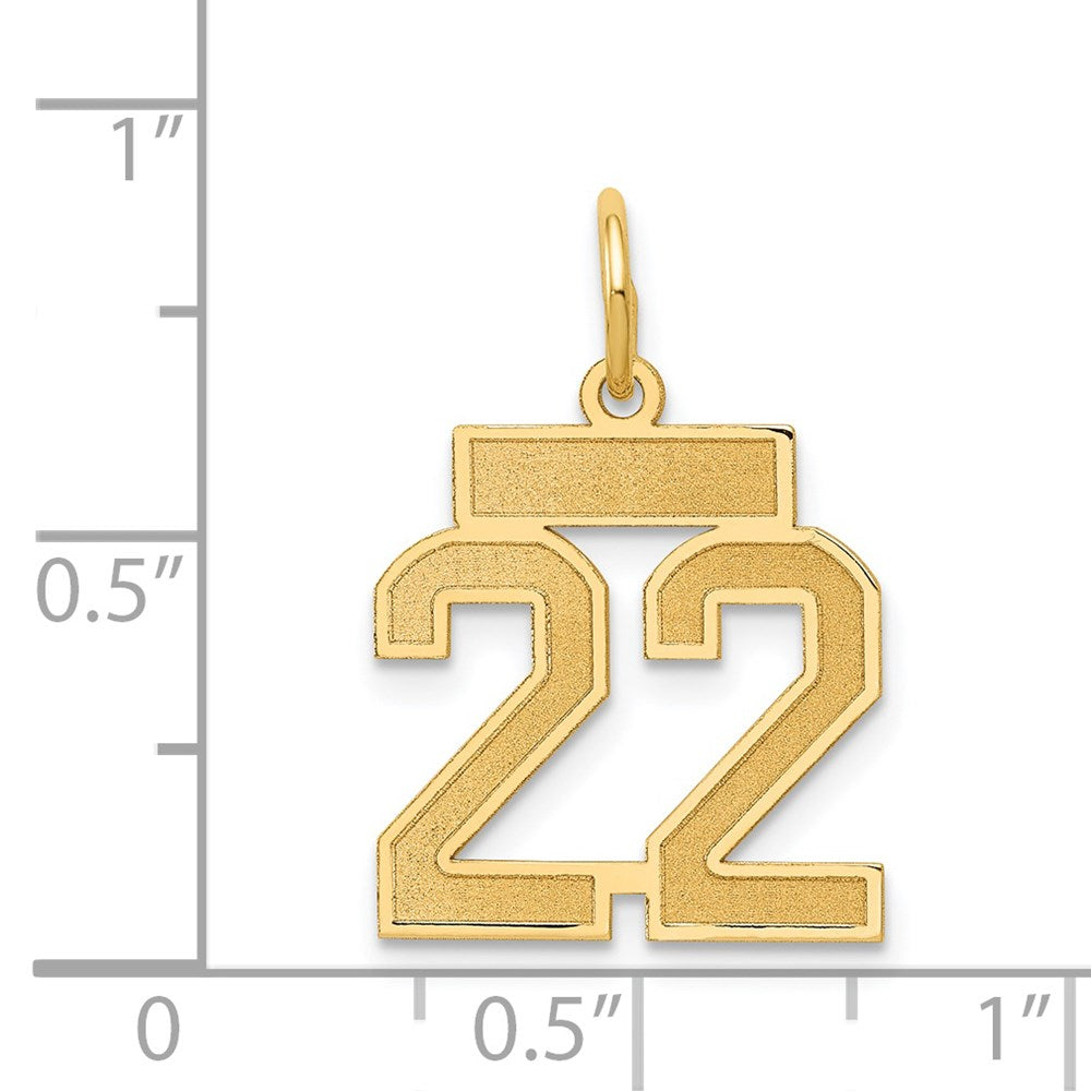 Million Charms 14K Yellow Gold Themed Small Satin Number 22 Charm