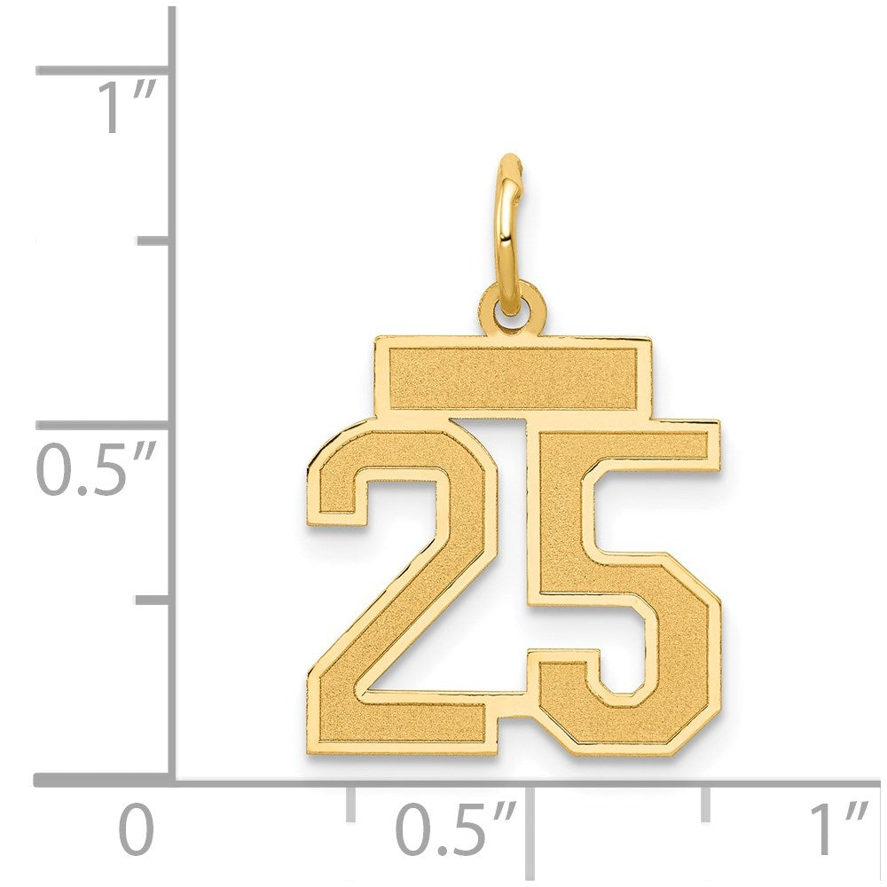 Million Charms 14K Yellow Gold Themed Small Satin Number 25 Charm