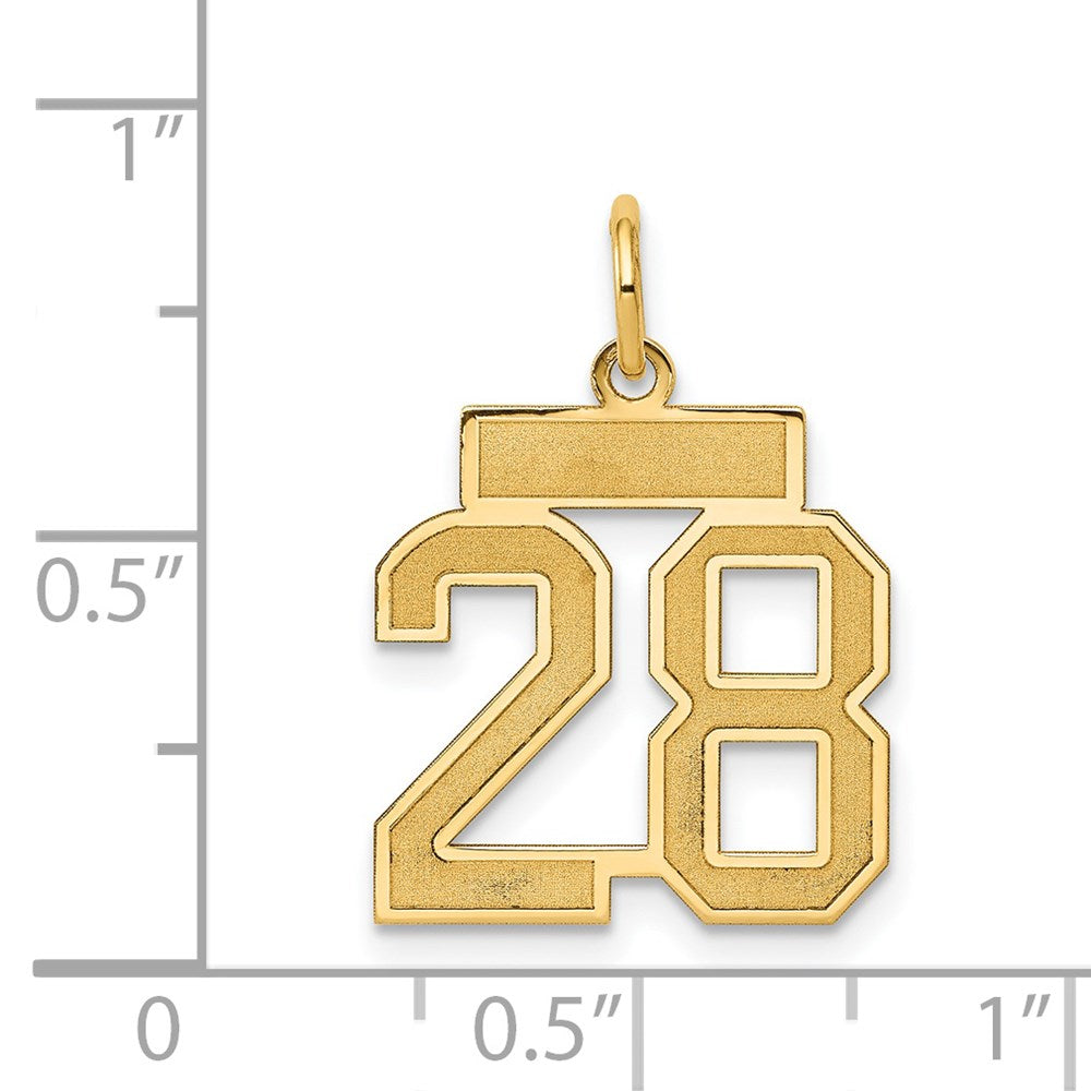Million Charms 14K Yellow Gold Themed Small Satin Number 28 Charm