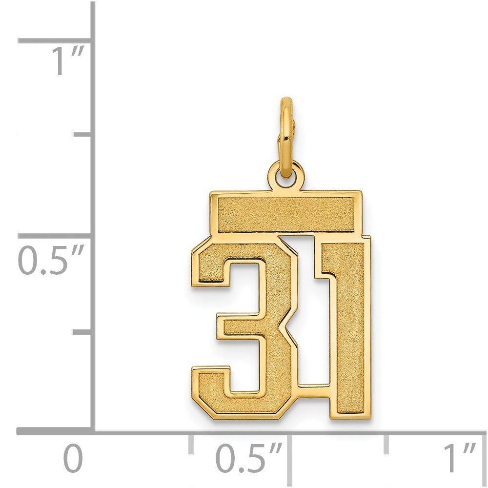 Million Charms 14K Yellow Gold Themed Small Satin Number 31 Charm