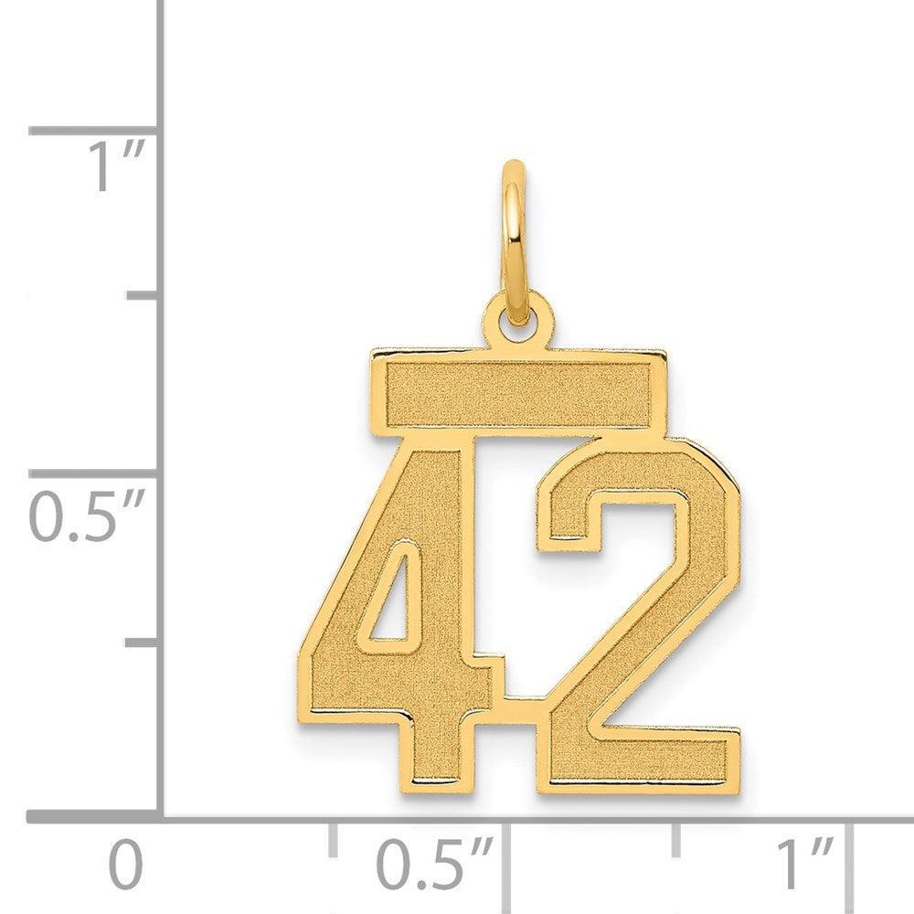 Million Charms 14K Yellow Gold Themed Small Satin Number 42 Charm