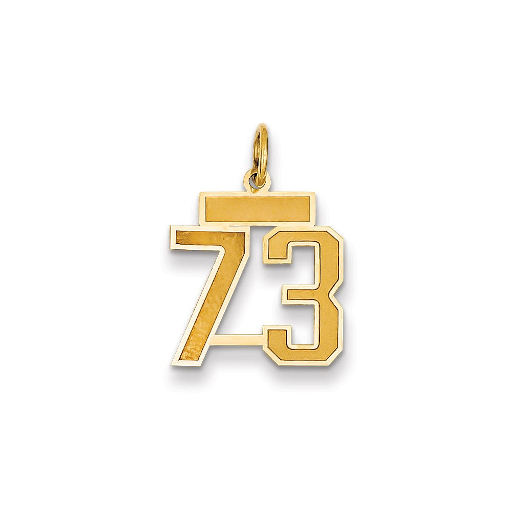 Million Charms 14K Yellow Gold Themed Small Satin Number 73 Charm
