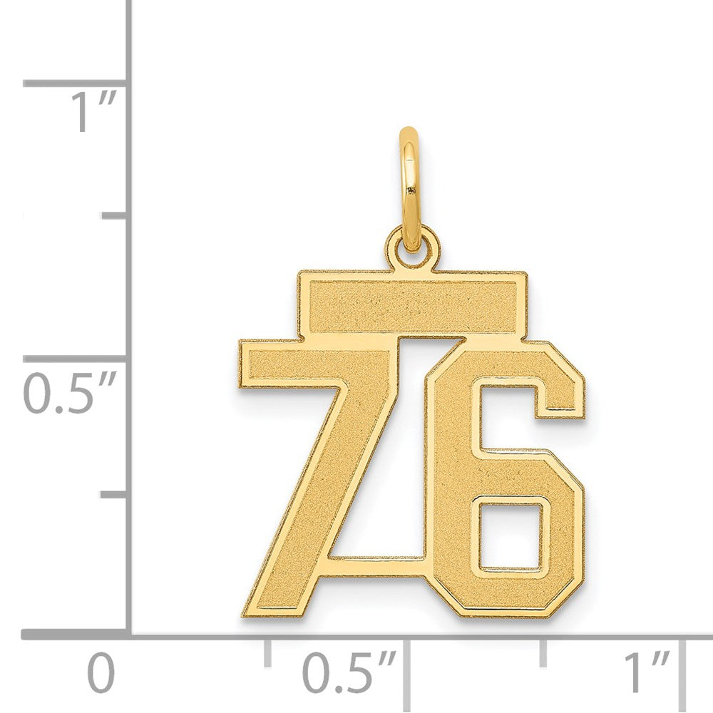 Million Charms 14K Yellow Gold Themed Small Satin Number 76 Charm