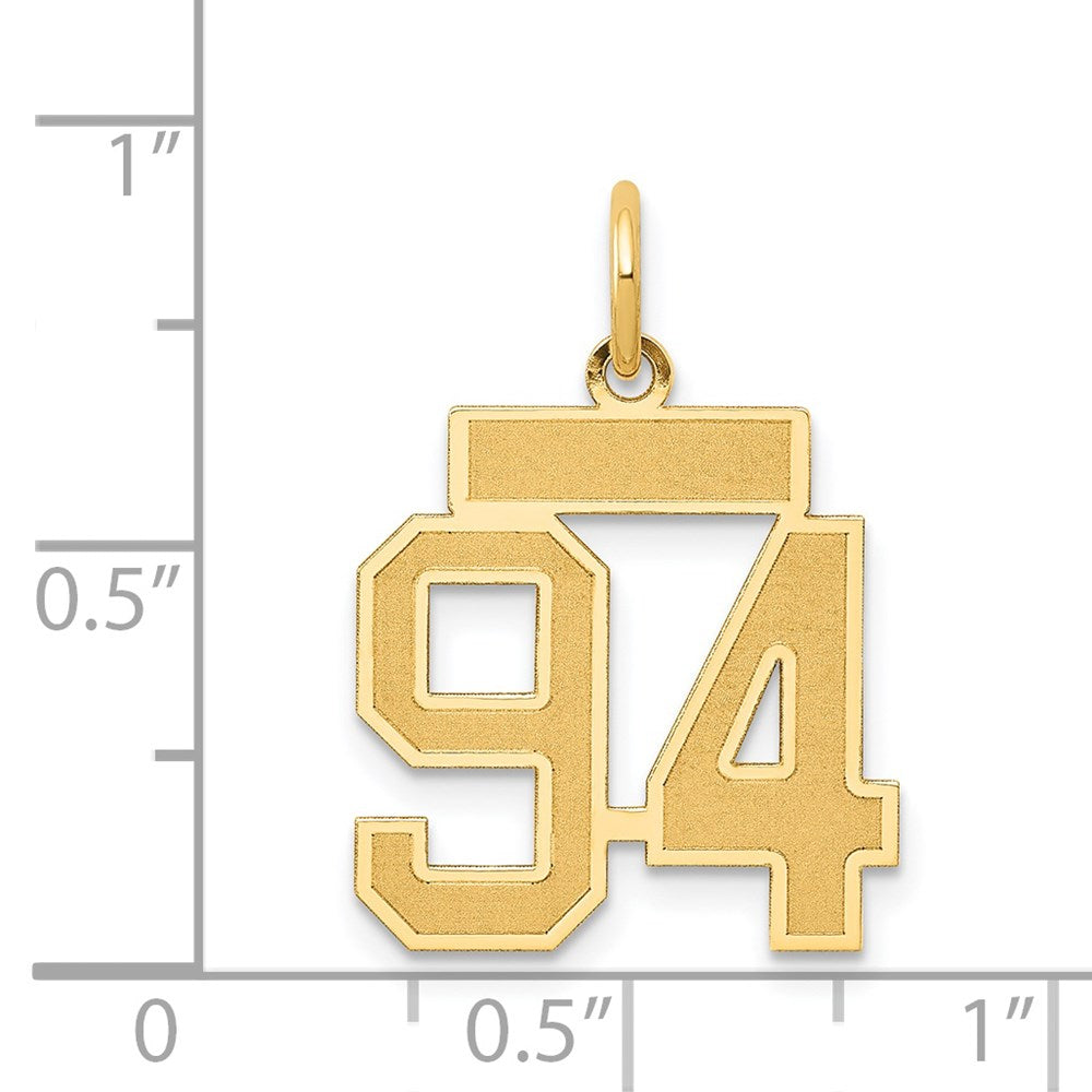 Million Charms 14K Yellow Gold Themed Small Satin Number 94 Charm