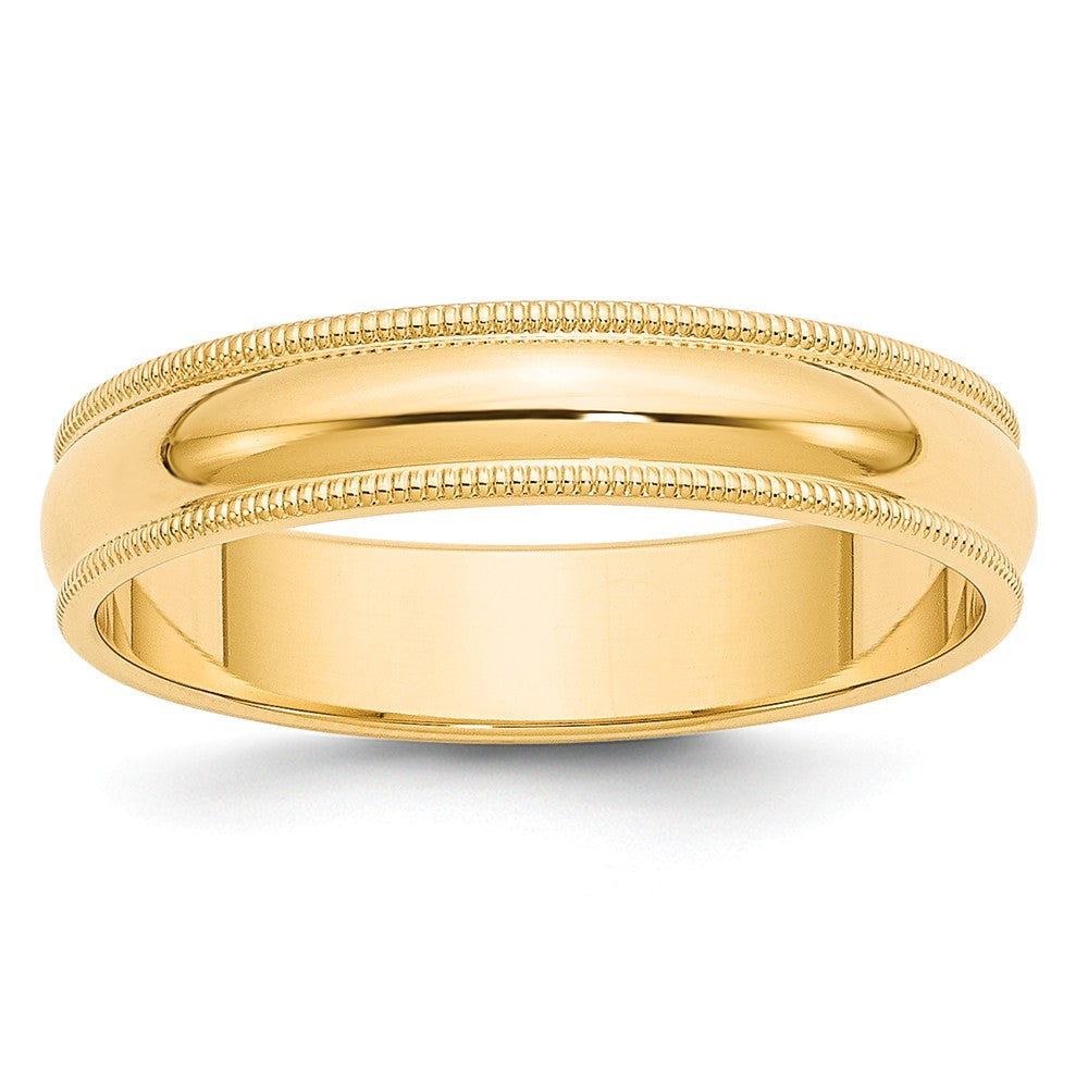 14k Yellow Gold 5mm Milgrain Half-Round Wedding Band, Size: 4.5