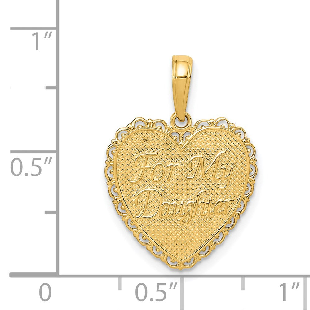Million Charms 14K Yellow Gold Themed Reversible For My Daughter Heart Pendant