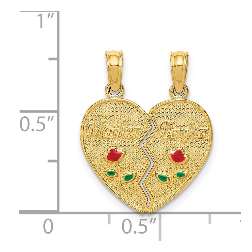 Million Charms 14K Yellow Gold Themed Enameled Mother - Daughter Pendant
