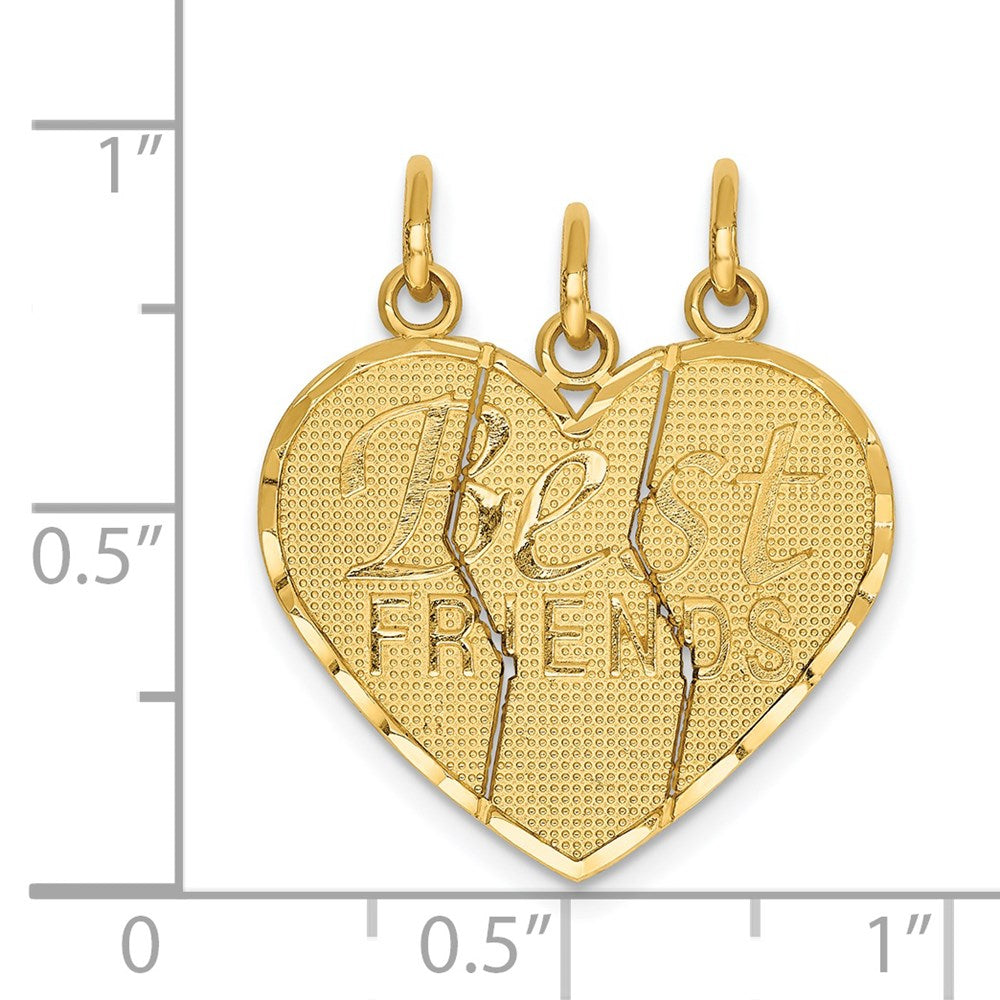 Million Charms 14K Yellow Gold Themed 3 Piece Break-Apart Friend Charm