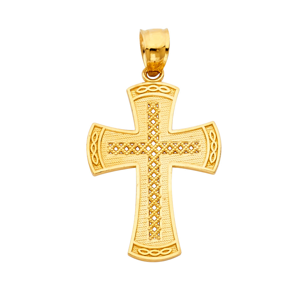 14k Yellow Gold Religious Cross Charm Pendant (30mm x 20mm)