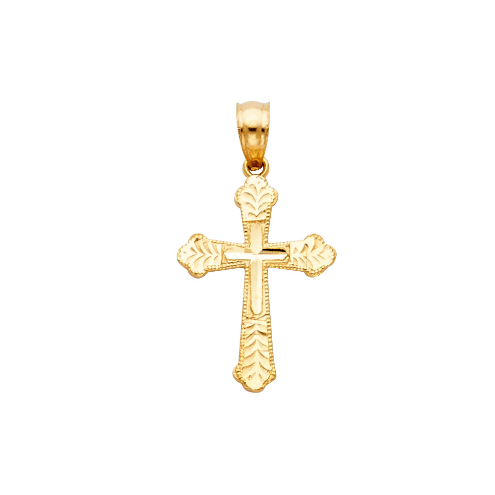 14k Yellow Gold Small/Mini Religious Cross Charm Pendant (23mm x 13mm)