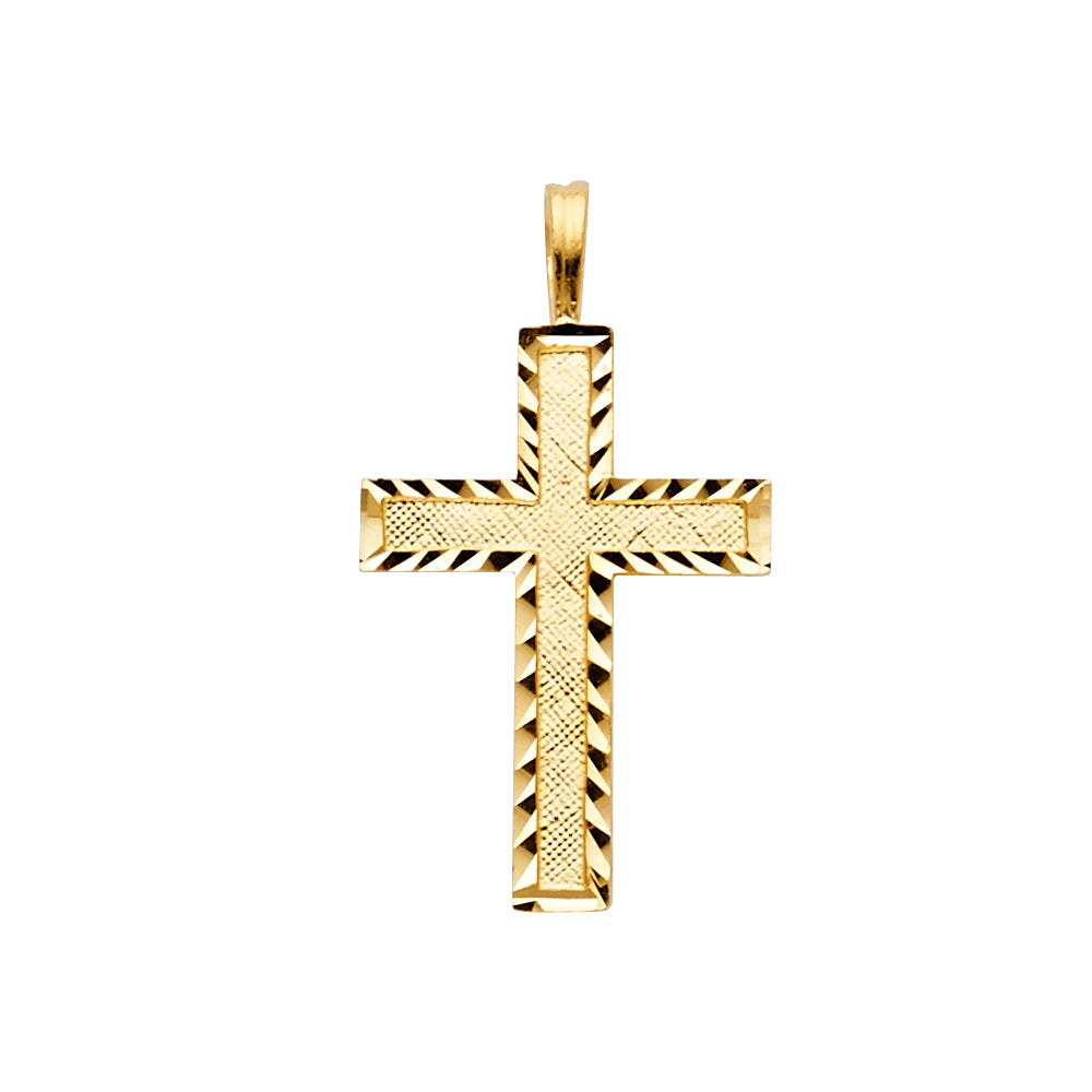 14k Yellow Gold Small/Mini Religious Latin Design Cross Charm Pendant (25mm x 15mm)