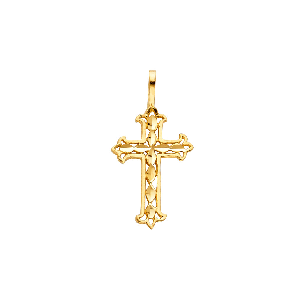 14k Yellow Gold Small/Mini Religious Cross Tiny Charm Pendant (20mm x 10mm)