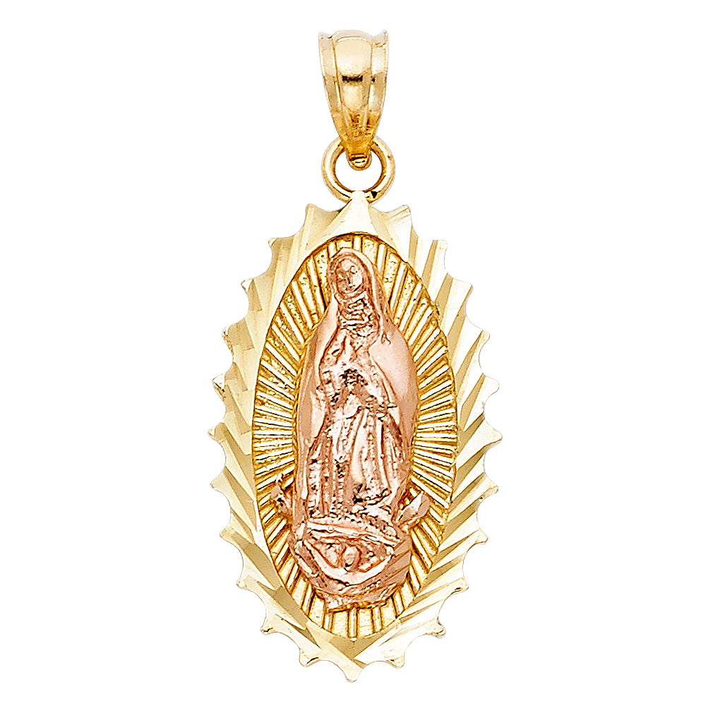 14K Two-tone Gold Our Lady Of Guadalupe Charm Pendant (25mm x 15mm)
