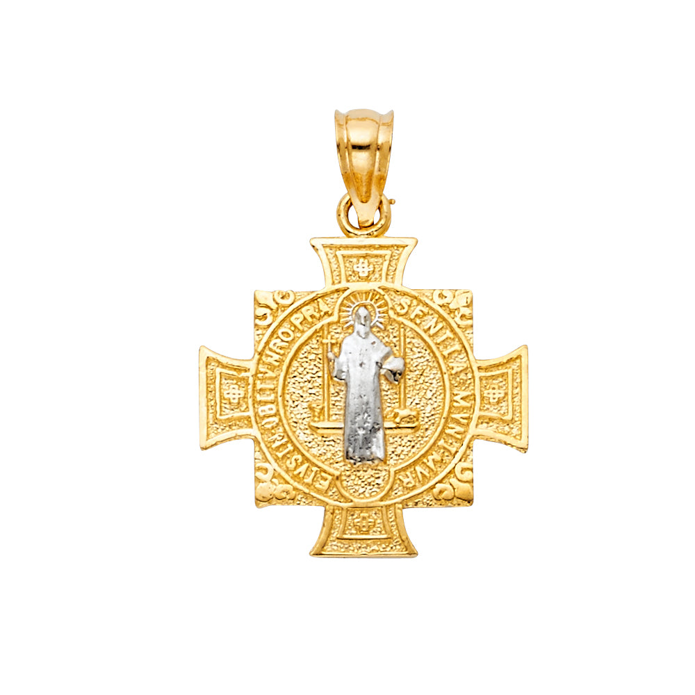 14K Two-tone Gold San Benito Charm Pendant (25mm x 20mm)