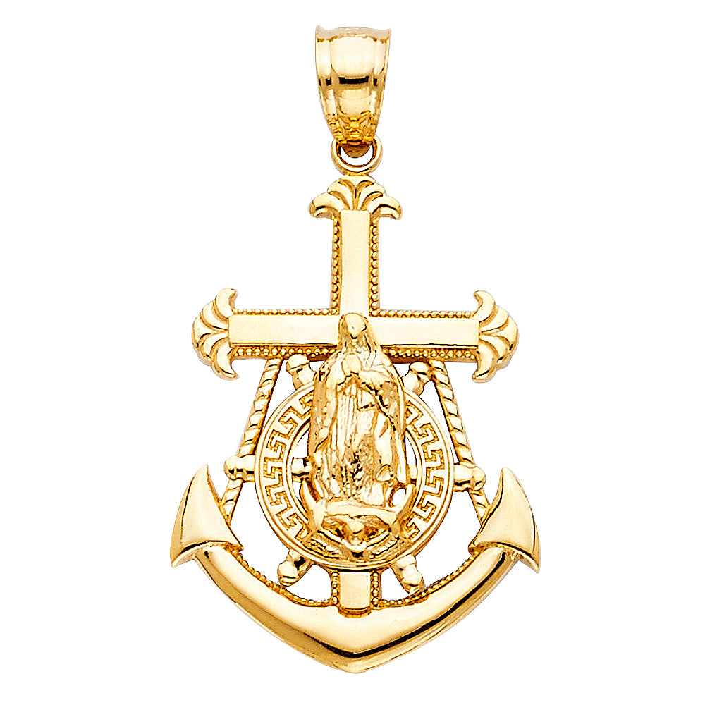 14k Yellow Gold Our Lady Of Guadalupe Charm Pendant (25mm x 19mm)